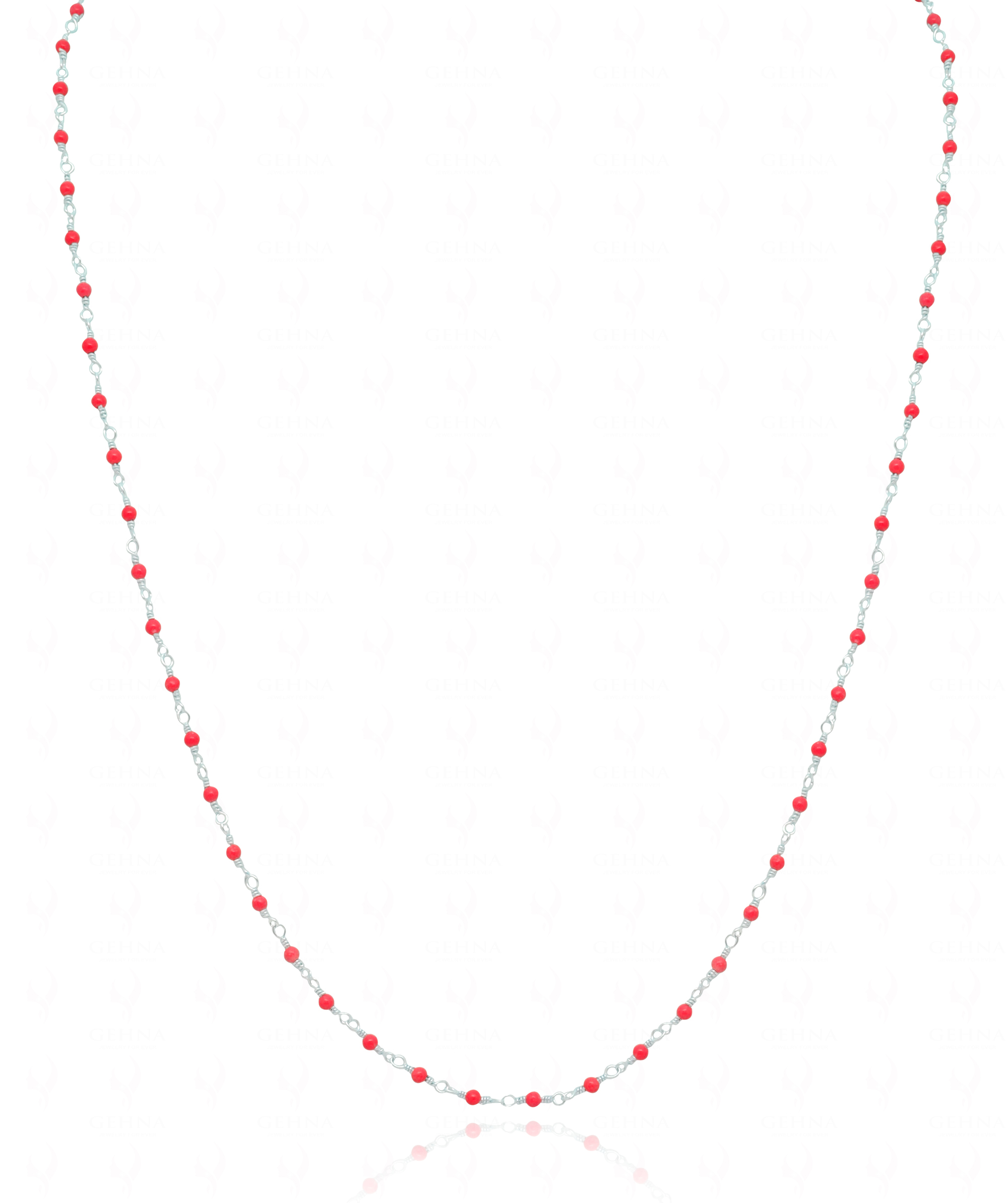 Red Jasper Gemstone Faceted Bead Chain In .925 Sterling Silver CS-1220