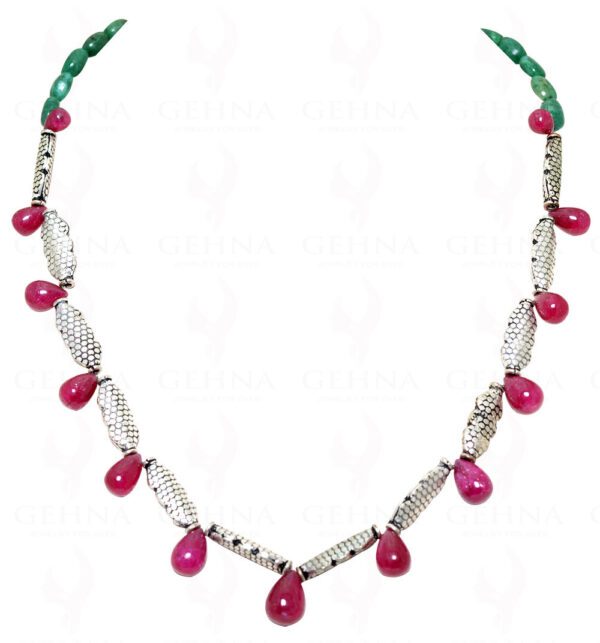 Emerald & Ruby Gemstone With Elements Necklace NP-1220