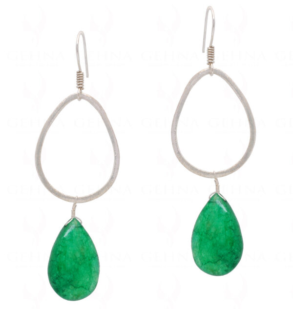Green Jade Gemstone Faceted Drop Earrings Made In .925 Solid Silver ES-1221