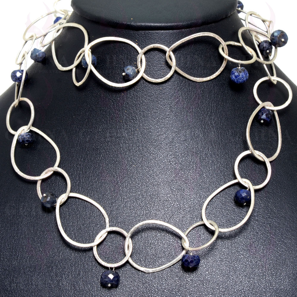 32 Inches Blue Sapphire Gemstone Faceted Bead Necklace NP-1221