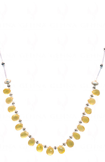 Lemon Topaz Gemstone Teardrop Shaped Bead Strand With Solid Silver Element NS-1221