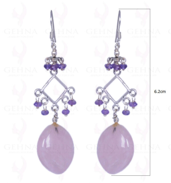 Amethyst & Rose Quartz Gemstone Earrings Made In .925 Solid Silver ES-1222