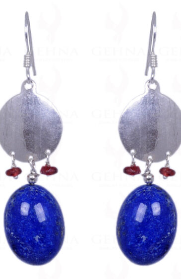 Lapis Lazuli & Red Garnet Gemstone Earrings Made In .925 Solid Silver ES-1223