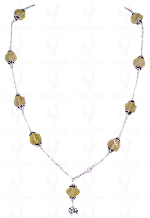 Natural Lemon Topaz Gemstone Beaded Necklace NS-1224