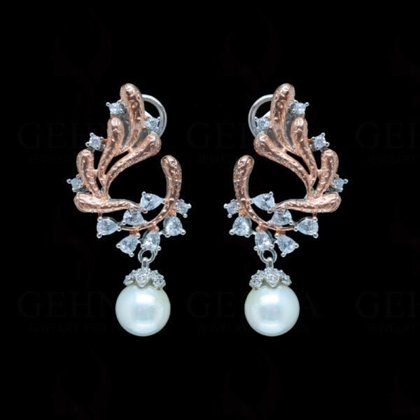 Pearl & Topaz Studded Elegant Pair Of Earrings FE-1224