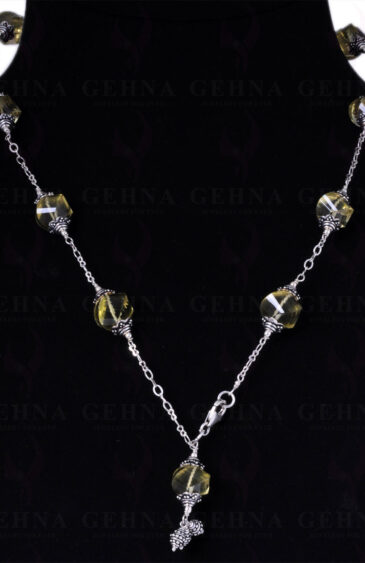 Natural Lemon Topaz Gemstone Beaded Necklace NS-1224