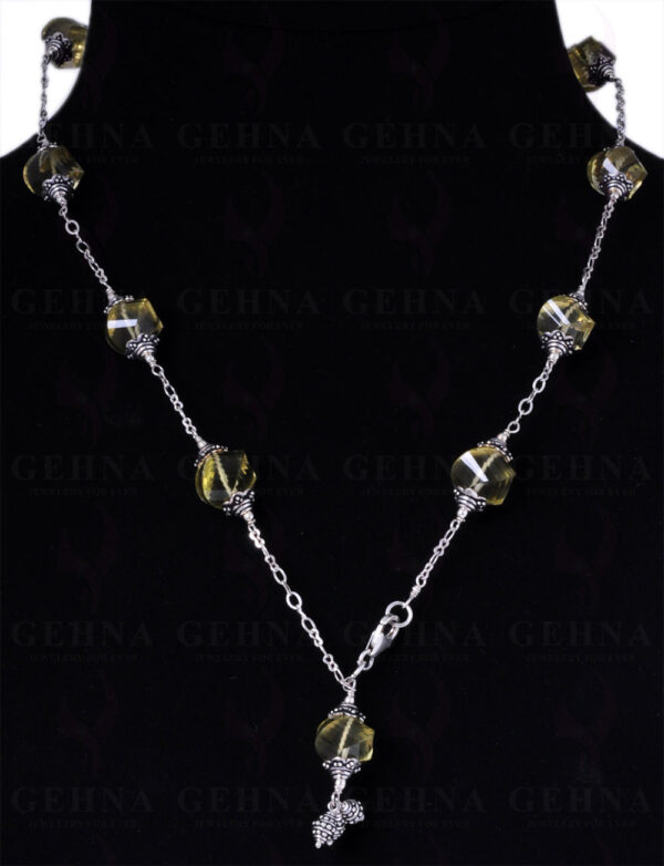 Natural Lemon Topaz Gemstone Beaded Necklace NS-1224