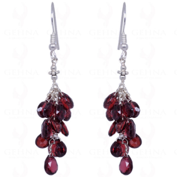 Red Garnet Almonds Earrings Made In .925 Sterling Silver ES-1225