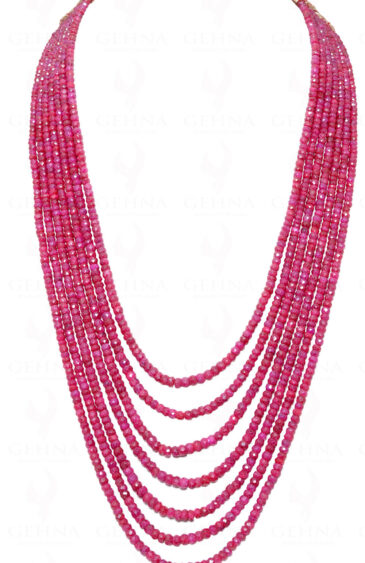 7 Rows Of Ruby Gemstone Faceted Bead Necklace NP-1225