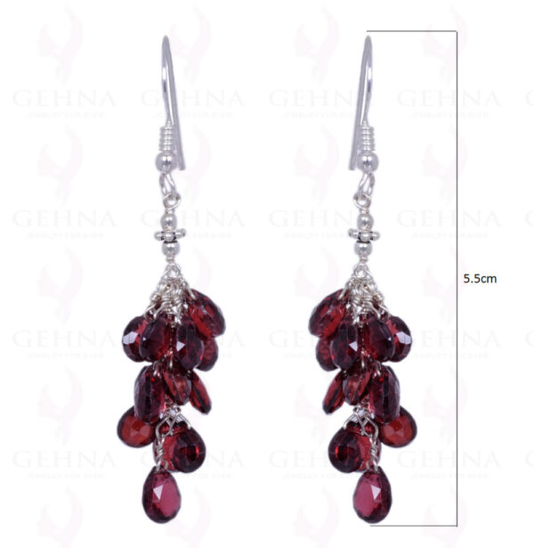 Red Garnet Almonds Earrings Made In .925 Sterling Silver ES-1225