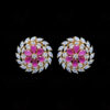 Ruby & Topaz Studded Gold Plated Earrings FE-1225