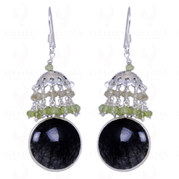 Rutile Quartz, Topaz & Peridot Gemstone Earrings In .925 Solid Silver ES-1226