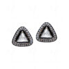 White Topaz Studded Earrings With Antique Black Polish FE-1226