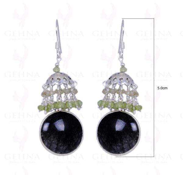 Rutile Quartz, Topaz & Peridot Gemstone Earrings In .925 Solid Silver ES-1226