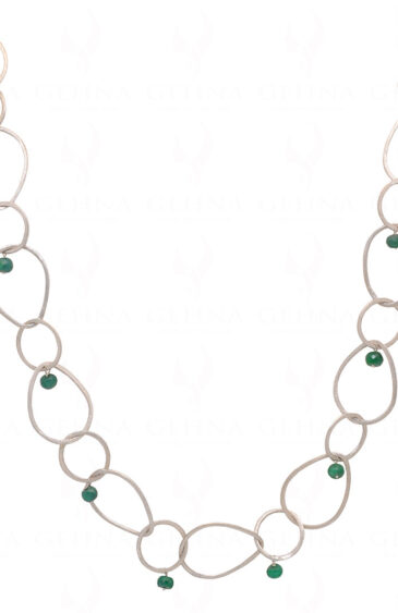 32 Inches Faceted Emerald Gemstone Bead Necklace Knotted With Chain NP-1227