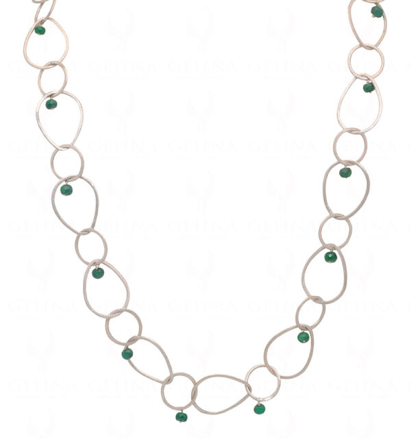 32 Inches Faceted Emerald Gemstone Bead Necklace Knotted With Chain NP-1227