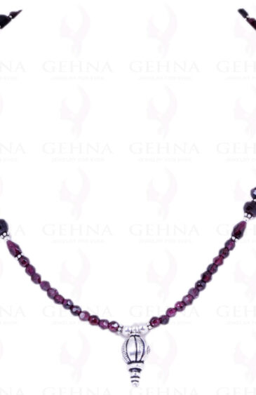 Red Garnet Gemstone Bead Necklace With .925 Solid Silver Elements NS-1227