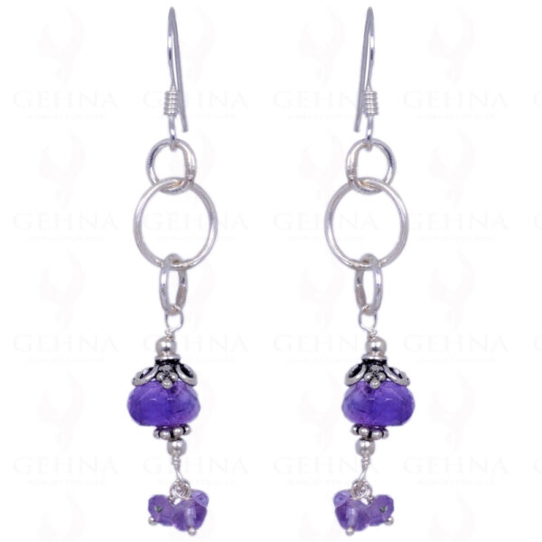 Amethyst Gemstone Faceted Bead Earrings Made In .925 Sterling Silver ES-1228