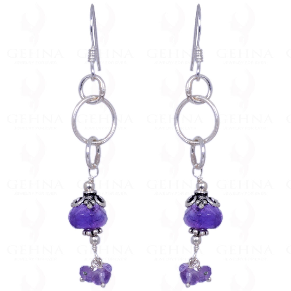 Amethyst Gemstone Faceted Bead Earrings Made In .925 Sterling Silver ES-1228