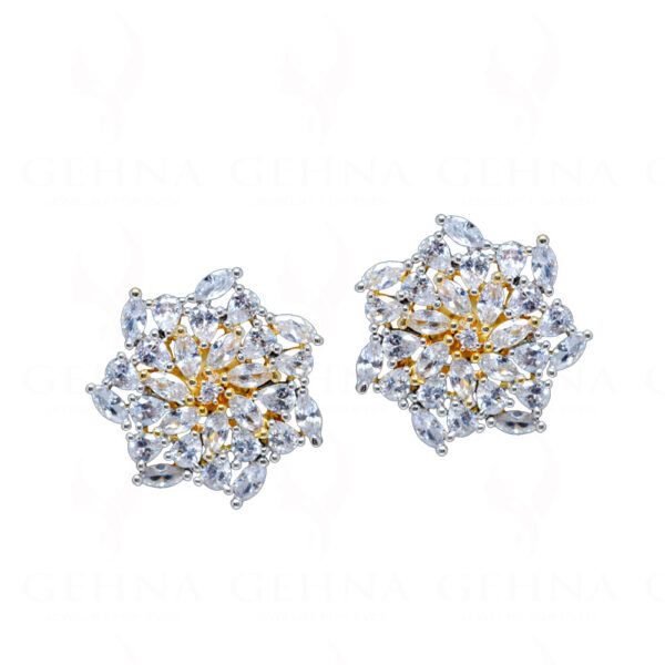 Topaz Studded Flower Shape Festive Earrings FE-1228