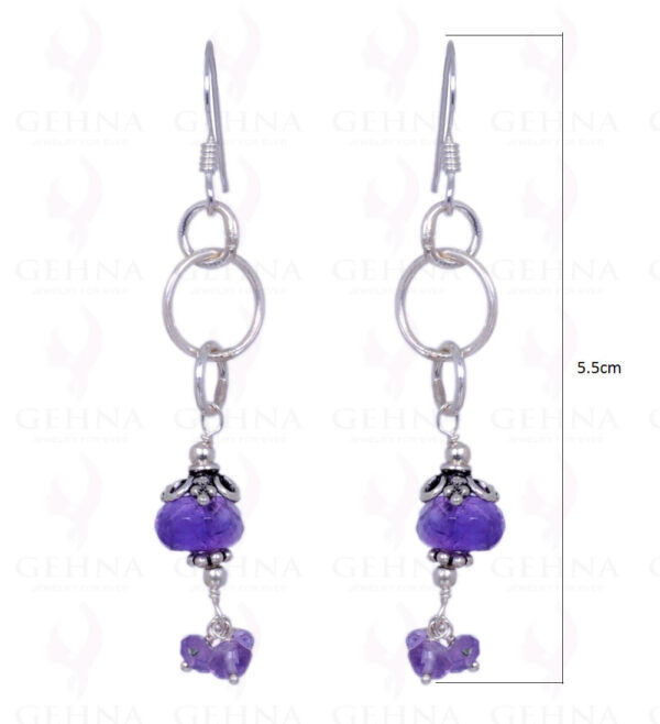 Amethyst Gemstone Faceted Bead Earrings Made In .925 Sterling Silver ES-1228