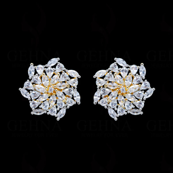 Topaz Studded Flower Shape Festive Earrings FE-1228