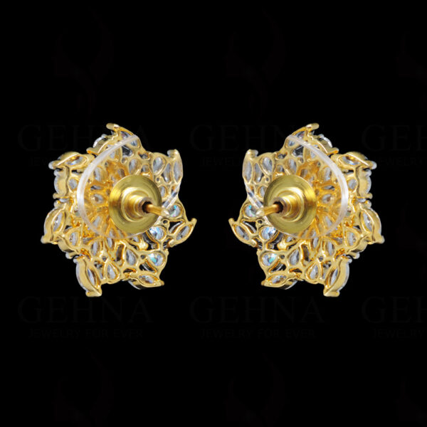 Topaz Studded Flower Shape Festive Earrings FE-1228