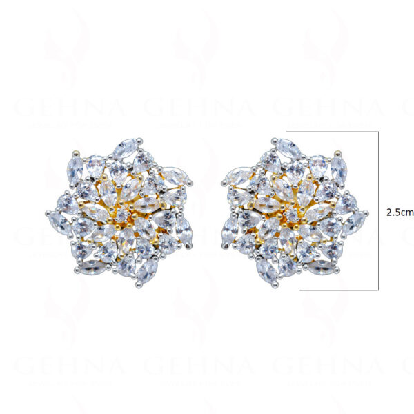 Topaz Studded Flower Shape Festive Earrings FE-1228