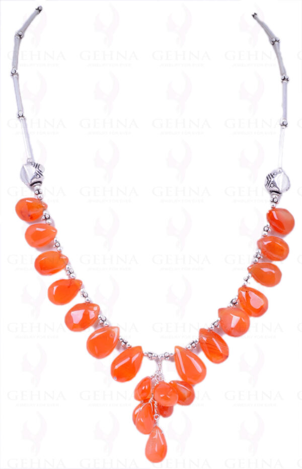 Carnelian Gemstone Bead Strand With .925 Solid Silver Elements NS-1229
