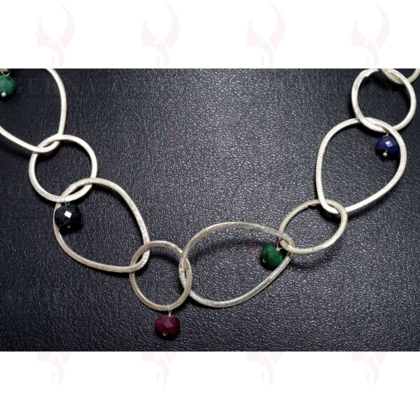 32 Inches Emerald, Ruby & Blue Sapphire Gemstone Faceted Bead Necklace NP-1229