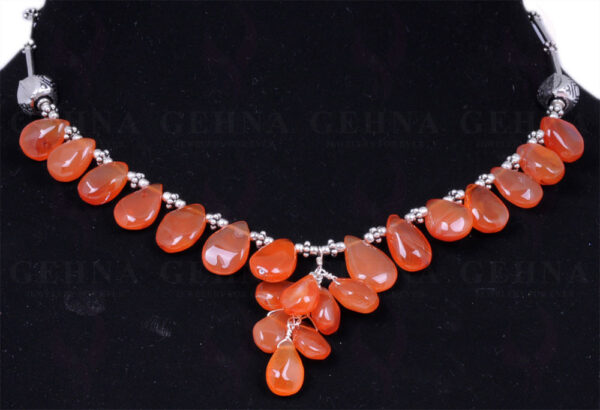 Carnelian Gemstone Bead Strand With .925 Solid Silver Elements NS-1229