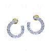 White Topaz Studded Half Moon Shape Earrings FE-1230