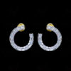 White Topaz Studded Half Moon Shape Earrings FE-1230