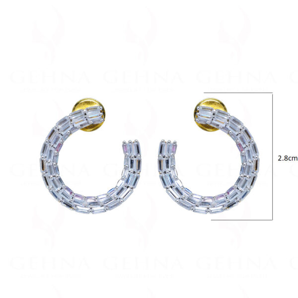 White Topaz Studded Half Moon Shape Earrings FE-1230