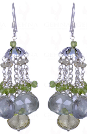 Amethyst, Peridot & Lemon Topaz Gemstone Earrings In .925 Sterling Silver ES-1231