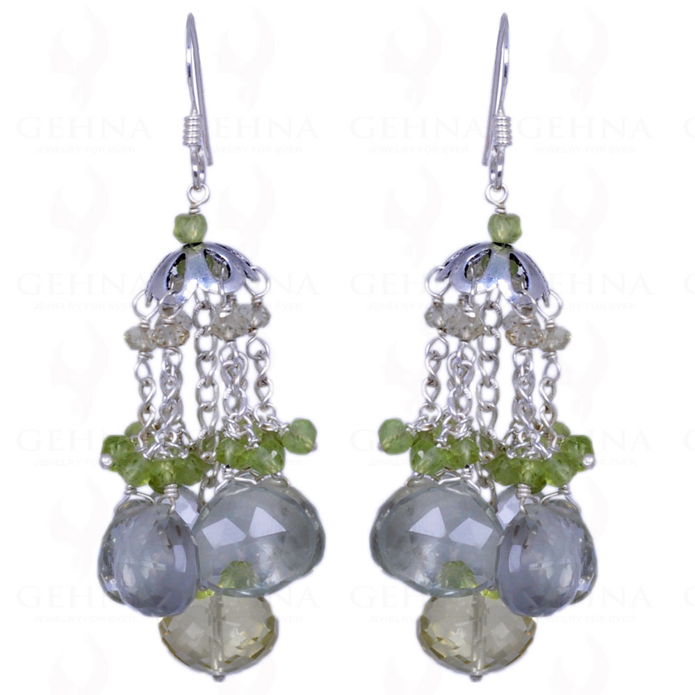 Amethyst, Peridot & Lemon Topaz Gemstone Earrings In .925 Sterling Silver ES-1231