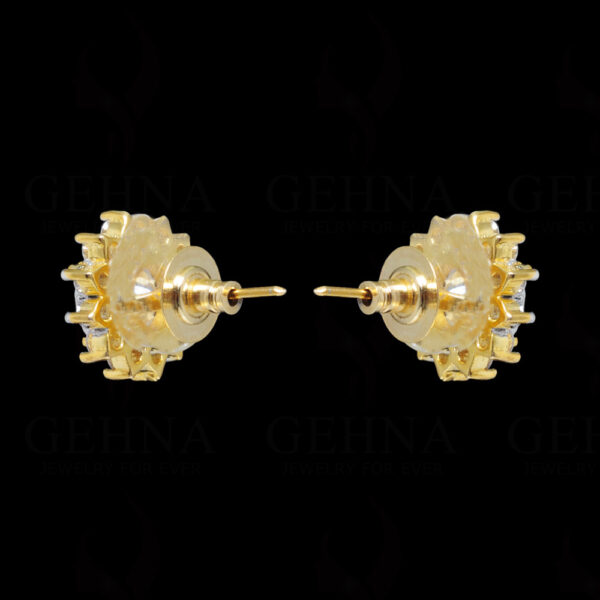 White Topaz Studded Gold Plated Earrings FE-1231