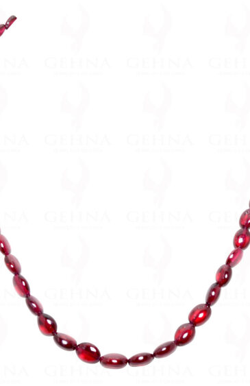 Ruby Gemstone Oval Shaped Bead Single Row Necklace NP-1232