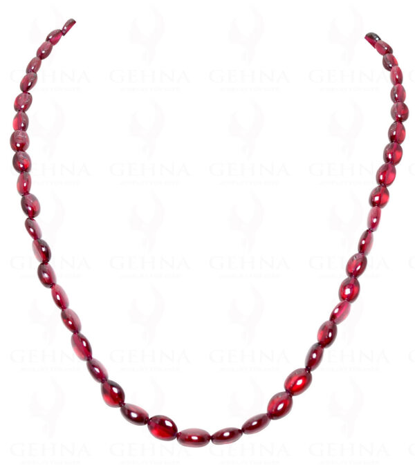 Ruby Gemstone Oval Shaped Bead Single Row Necklace NP-1232