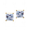 White Topaz Studded Gold Plated Tops Earrings FE-1233