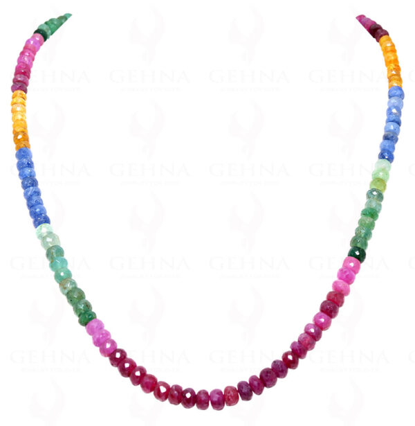 Emerald ,Ruby & Sapphire`S Gemstone Faceted Bead Necklace NP-1233