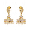 Pearl & Topaz Studded Jhumkis Dangle Gold Plated Earrings FE-1234