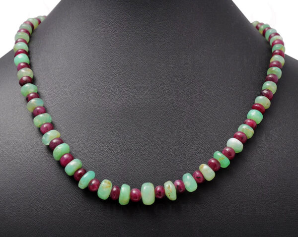 Ruby & Chrysoprase Gemstone Round Bead Strand NS-1234