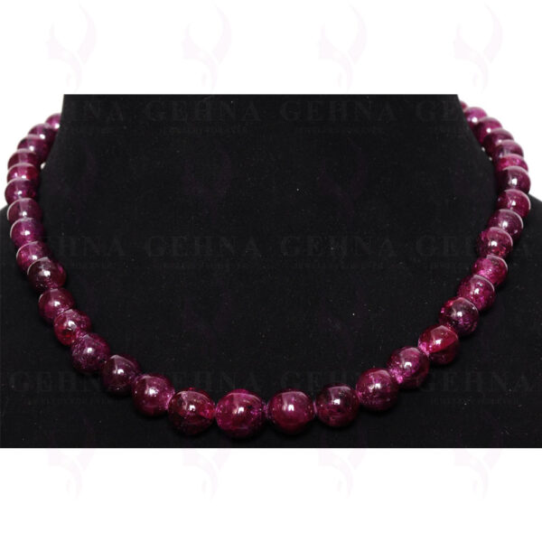 Ruby Gemstone Round Cabochon Bead Necklace NP-1235