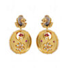 Pearl, Topaz & Ruby Studded With Kundan Work Earrings FE-1235