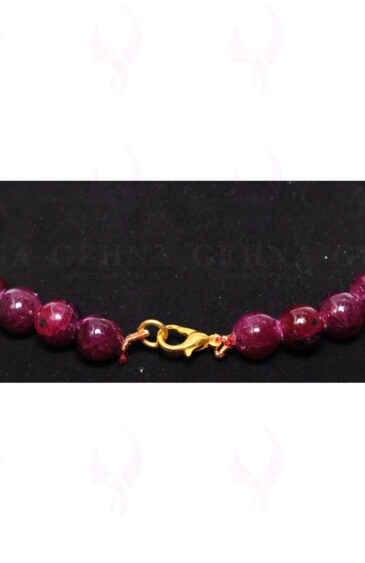 Ruby Gemstone Round Cabochon Bead Necklace NP-1235