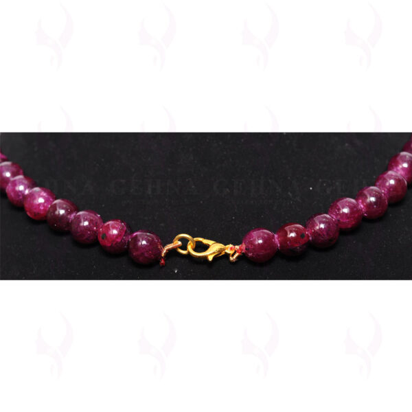 Ruby Gemstone Round Cabochon Bead Necklace NP-1235