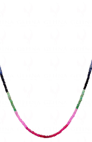 Emerald Ruby Sapphire Gemstone Faceted Bead Necklace NP-1236