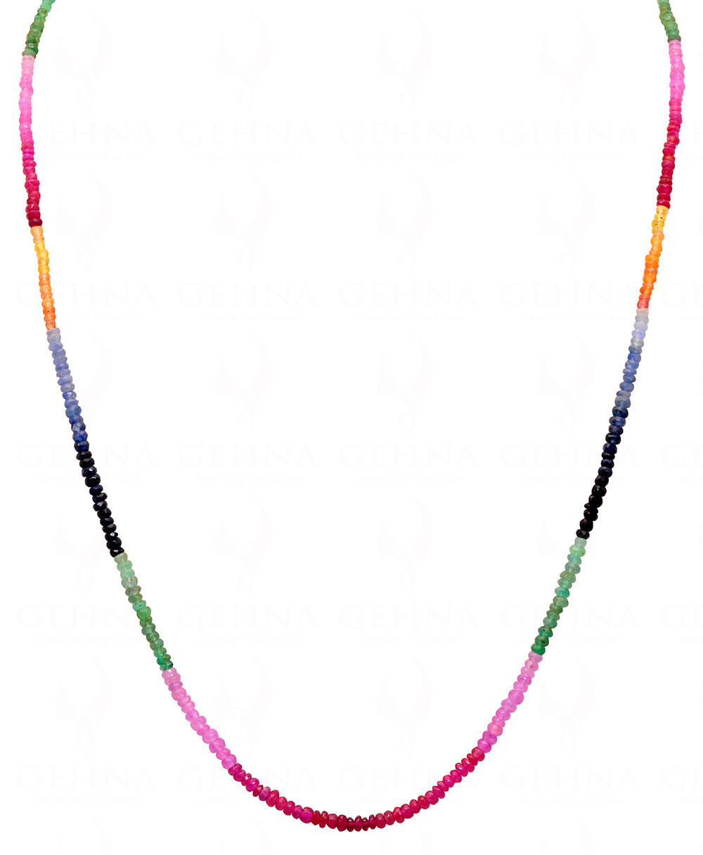 Emerald Ruby Sapphire Gemstone Faceted Bead Necklace NP-1236