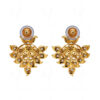 White Pearl & Topaz Studded Gold Plated Earrings FE-1236